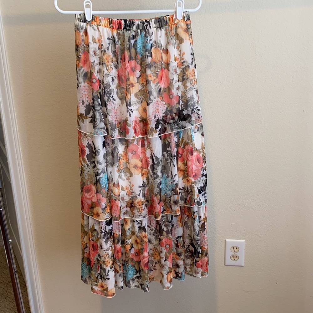 Painted Threads Tiered Floral Skirt